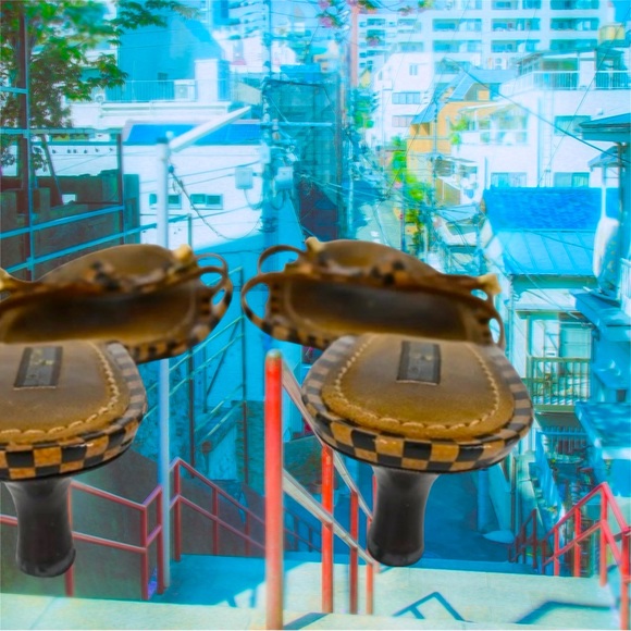 Authentic Louis Vuitton Sz37.5 Checkered Sandal Slide Heels - Picture 5 of 11